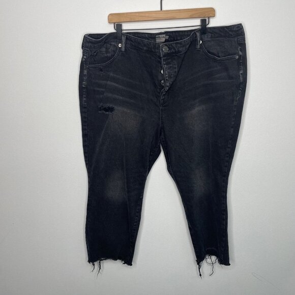 Torrid Black Denim Crop‎ Boyfriend Jean Plus Size 24 - Picture 1 of 6